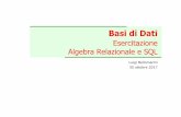 Esercitazione Algebra Relazionale e SQL - inf.uniroma3.itatzeni/didattica/BDN/20172018/BD-03-04... · Esercitazione Basi di Dati Algebra Relazionale e SQL 2 Esercizi Fornitori (CodiceFornitore,