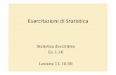 Statistica descrittiva Es. 1-10 Lezione 13-10-08esercitazionestatistica.pbworks.com/f/statistica descrittiva_12-10.pdf · Punteggio che occorre più di frequente. Dati es.1 65 70