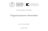 Organizzazione Aziendale - unife.it · AA 2017-2018 Organizzazione Aziendale prof. Giovanni Masino Corso di Laurea in Economia