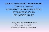 PROFILO DINAMICO FUNZIONALE /PDDF E PIANO … · PROFILO DINAMICO FUNZIONALE /PDDF E PIANO EDUCATIVO INDIVIDUALIZZATO ATTRAVERSO L'USO DEL MODELLO ICF Prof.ssa Nina Lomonaco ... (diagnosi
