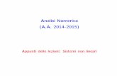 Analisi Numerica (A.A. 2014-2015) - sbai.uniroma1.it · Analisi Numerica (A.A. 2014-2015) Appunti delle lezioni: Sistemi non lineari