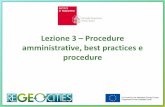 Lezione 3 Procedure amministrative, best practices e procedureregeocities.eu/wp-content/uploads/2015/10/Regeocities-_Lezione-3.pdf · 3.3 - Manuale e schema per lo sviluppo di un