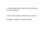 L’intervento dello stato nell’economia: il caso italiano Corso di ... · Legge degli sbocchi ( Say): Offerta crea domanda Liberismo economico: Assenza dello Stato in economia.