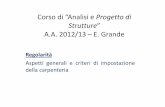 A.A. 2012/13 –E. Grande · criteri generali per l’impostazione della carpenteria in zona sismica criterio base: REGOLARITA’ STRUTTURALE ... piano rispetto agli elementi verticali