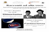 Racconti ad alta voce - Comune di Bergamo (BG) · Racconti ad alta voce Appuntamento con racconti di diversi generi letterari letti dai volontari del Circolo dei Narratori Racconti