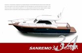 Il Sanremo 34, in versione Sedan,è caratterizzato da una ... · longitudinali e trasversali dello scafo - Carena a v profondo a geometria variabile 18° - Tunnel per eliche semintubate