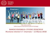 BANDO ERASMUS+ STUDIO 2018/2019 chiamata - … · firma Institutional Coordinator, cambio data partenza, comunicazione modifica Iban (dopo la segnalazione su Uniweb), info gestione