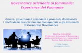 Governance aziendale al femminile: Esperienze del Piemonte · amministrazione pari al 25,5%, mentre su 74 società a partecipazione diretta delle Province la percentuale femminile