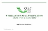 Il meccanismo dei certificati bianchi - ENEA — it · • la gestione delle richieste presentate prima della data di trasferimento dell’attività al GSE e dei procedimenti amministrativi
