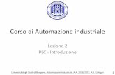 Corso di Automazione industriale - mOvemove.unibg.it/cologni/pages/didattica/automazione2016-2017/lezioni/... · Corso di Automazione industriale Lezione 2 PLC - Introduzione. Università