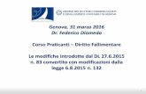Genova, 31 marzo 2016 Dr. Federico Diomeda - odcecge.it · Genova, 31 marzo 2016 Dr. Federico Diomeda Corso Praticanti –Diritto Fallimentare Le modifiche introdotte dal DL 27.6.2015