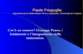 Paolo Freguglia - Sezione di Matematica · messi in corrispondenza biunivoca. La c.b. è una relazione di equivalenza. ... appartenenza. zPeano propone come concetti primitivi per