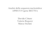 Analisi della sequenza nucleotidica AP001519 (gene BH3701 ... · Allineamento multiplo •Clustal-W • La proteina YESZ di Bacillus subtilis (AC: O31529) come limite inferiore di