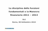 La disciplina delle funzioni fondamentali e la Manovra ... · Art. 1 d.lgsn. 267/2000 (Tuel) Il presente testo unico contiene i principi e le disposizioni in materia di ordinamento