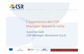 L’esperienza CSR Manager Network Italia · La raccolta e l'utilizzo dei dati del BS Il rapporto con il marketing e le vendite CSR e rischio reputazionale La formazione interna in