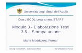 Modulo 3 - Elaborazione Testi 3.5 – Stampa unione · Università degli Studi dell’Aquila Corso ECDL programma START Modulo 3 - Elaborazione Testi 3.5 – Stampa unione Maria Maddalena