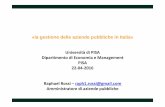 Università di PISA Dipartimento di Economia e Management PISA …jmwater.ec.unipi.it/wp-content/uploads/2016/02/Seminario-Raphael... · «la gestione delle aziende pubbliche in Italia»