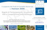 Il supporto dei Punti di Contatto Nazionale Horizon 2020 · AGENDA Accenni alle regole di partecipazione Strumento PMI in H2020. Applicazione al SC2 Cooperazione internazionale: strategia