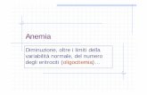 Anemia - UniTE · Anemia Diminuzione, oltre i limiti della variabilità normale, del numero degli eritrociti (oligocitemia)…