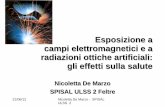 Esposizione a campi elettromagnetici e a radiazioni ... · Radiazioni non ionizzanti -NIR includono: 1. Campi elettrici e magnetici 2. Campi elettromagnetici e radiazioni con frequenze