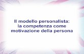 Il modello personalista: la competenza come motivazione ... personalista... · Modello moltiplicativo della motivazione M = P. x V. La motivazione è frutto di un calcolo matematico.