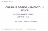CORSO di AGGIORNAMENTO di FISICA · corso di aggiornamento di fisica elettromagnetismo lezione n. 2 mathesis _ roma i.t:t. “colombo” via panisperna, 255 relatore : sergio savarino