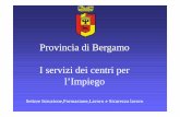 Provincia di Bergamo I servizi dei centri per l’Impiego Previtali.pdf · Orientamento Incontro domanda/offerta Tirocini Obbligo Formativo Servizi Amministrativi e gestionali Occupazione