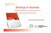 Startup in Granda - Fondazione CRC · Esigenze e rapporto con il territorio • In fase di avvio: ... Opportunità e rischi per le startup in provincia di Cuneo ... crescita delle
