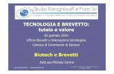 TECNOLOGIA E BREVETTO: tutela e valoreimages.ge.camcom.gov.it/f/regolazione_mercato/brevetti_e_marchi/Zu/... · tutela e valore 20 gennaio 2010 Ufficio Brevetti e Innovazione ...