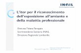 L’iter per il riconoscimento dell’esposizione all’amianto ... · Sovrintendente Sanitario INAIL Direzione Regionale Lombardia Milano, giovedì 5 maggio 2016 Centro per la Cultura