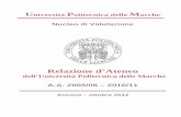  · Indice RELAZIONE D'ATENEO DELL’UNIVERSITÀ POLITECNICA DELLE MARCHE A.A. 2005/06 – 2010/11 1 - L’OFFERTA FORMATIVA