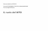IL ruolo del WTO - unirc.it · regolamenti di igiene alimentare, proprietà intellettuale, etc. • Nonostante la pluralità di tematiche, alcuni principi semplici e fondamentali