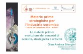 Materie prime strategiche per l’industria ceramica - Sacmi · Gian Andrea Blengini Politecnico di Torino CNR-IGAG Torino Materie prime strategiche per l’industria ceramica Lunedì