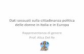 Dati sessuati sulla cittadinanza politica delle donne in ... · Dati sessuati sulla cittadinanza politica delle donne in Italia e in Europa Rappresentanza di genere Prof. Alisa Del