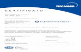 14001 ITA con blu · 2018-11-05 · ISO 14001 : 2015 In accordo con le procedure TÜV NORD CERT, si certifica che C E R T I F I C A T O Rapporto di audit n°IT-13431/2015 fino al