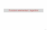 Funzioni elementari: logaritmi - University of Cagliari · 2017-03-02 · Logaritmi La funzionelogaritmicaé deﬁnita come g: (0;+¥)!R x 7!log ax con a>0 e a6=1. In particolare