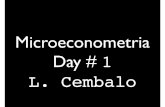 Microeconometria Day #wpage.unina.it/cembalo/microeconometria/Lez1_26Nov/Lez...Metodi e modelli statistici ed econometria - Microeconometria durata del corso: dal 26 Novembre 2018