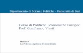 Corso di Politiche Economiche Europee Prof. …...Gli obiettivi della vecchia PAC (Art. 39 del Trattato di Roma) Sostegno dei redditi della popolazione agricola (dimensione sociale)