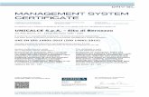 MANAGEMENT SYSTEM CERTIFICATE · UNI EN ISO 14001:2015 (ISO 14001:2015) Valutato secondo le prescrizioni del Regolamento Tecnico RT-09/ Evaluated according to the requirements of