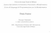 Introduzione a R - unimi.itvalentini/SlideCorsi/LPbio0809/DataFrame.pdf · 2 Data frame come struttura per rappresentare insiemi di dati eterogenei (1) • Un data frame può essere
