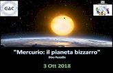 Mercurio: Raggio: 2’440 km (38% Terra) · I transiti avvengono con frequenza di circa 7 anni (13 volte al secolo) quando i 3 corpi sono allineati.. Ciò accade solo a Maggio e Novembre.