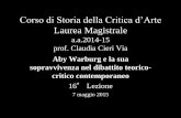 Corso di Storia della Critica d’Arte Laurea Magistrale · 2019-10-09 · Corso di Storia della Critica d’Arte Laurea Magistrale a.a.2014-15 prof. Claudia Cieri Via Aby Warburg