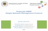 Protocolo SNMP Simple Network Management Protocol · 2018-09-03 · SNMP Simple Network Management Protocol Capa de aplicación, de la familia TCP/IP. Facilita el intercambio de información