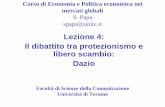 Lezione 4: Il dibattito tra protezionismo e libero scambio: Daziodibartolomeo.comunite.it/courses/epeg/papa/lezione 4.pdf · 2012-10-16 · 1.Aumento del prezzo internonel settore