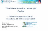 TB-VHI en America Latina y el Caribe · 2014-11-16 · En 2008: 14662 casos TB, 65% test VIH, VIH+22%=2068 casos Entre 2003-2006 de 1775 pacientes con TB el 50% eran VIH. El diagnostico