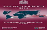 Annuario statistico 2014 · 2015-10-14 · presso ambasciate e rappresentanze Permanenti e il restante 39% opera presso uffici consolari e istituti di cultura. ministero degli affari
