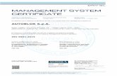 MANAGEMENT SYSTEM CERTIFICATE · Management Representative La validità del presente Certificato è subordinata al rispetto delle condizioni contenute nel Contratto di Certificazione