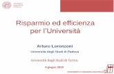 Risparmio ed efficienza per l ... - Università di Torino · • La Direttiva ha fissato un obiettivo di riduzione del 20% dei consumi energetici finali al 2020 rispetto a quelli