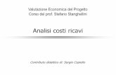 Analisi costi ricavi - Università Iuav di Venezia · 2012-03-19 · Analisi costi ricavi La realizzazione di un progetto richiede che siano sostenuti dei costi nella prospettiva