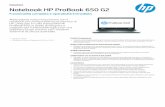 Notebook HP ProBook 650 G2 · stabilità a lungo termine con i moderni sistemi di sicurezza aziendale. Windows 10 Pro Dimensioni schermo: Diagonale di 39,6 cm (15,6") Facilità di